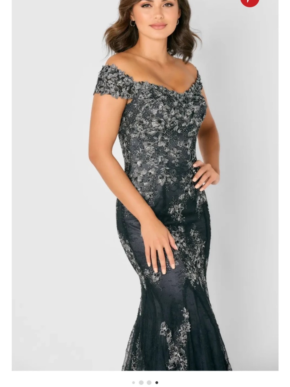 Off-Shoulder Black Floral Lace Mermaid Wedding Gown